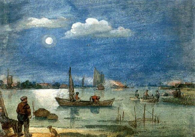 AVERCAMP, Hendrick Fishermen by Moonlight china oil painting image